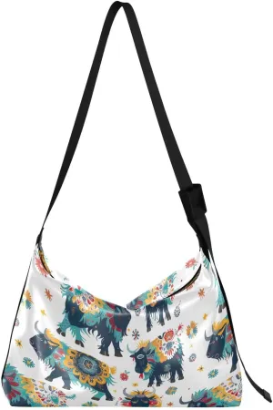 Yak Ox Crossbody Bag for Women Men with Adjustable Strap PU Leather Shoulder Hobo Purse Bag 20858084