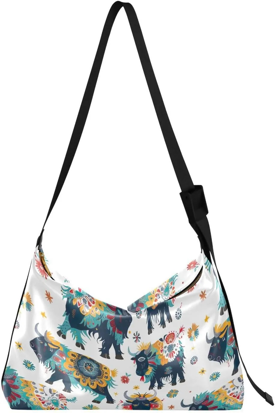 Yak Ox Crossbody Bag for Women Men with Adjustable Strap PU Leather Shoulder Hobo Purse Bag 20858084
