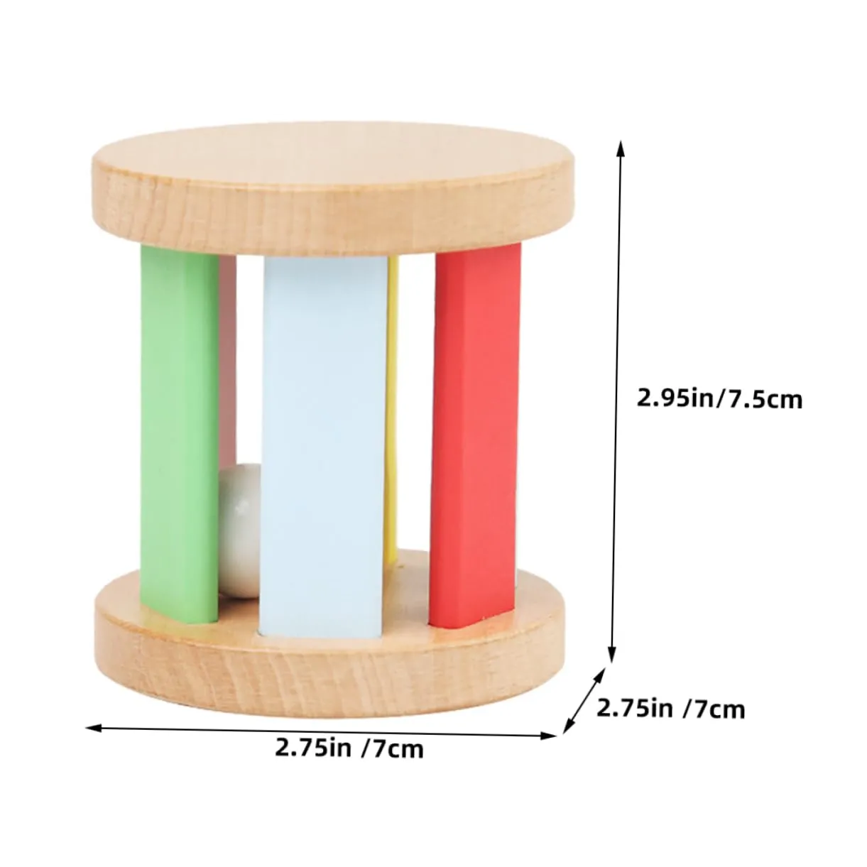 Yardwe Wooden Hand Rattle Roller Musical Early Educational for Boy Girl Promotes Grasping Vision Hearing Present for Boy Girl