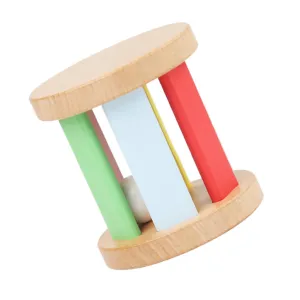 Yardwe Wooden Hand Rattle Roller Musical Early Educational for Boy Girl Promotes Grasping Vision Hearing Present for Boy Girl