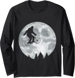 YETI Riding Moon Bike Halloween Lunar Cycling Bigfoot Long Sleeve T-Shirt