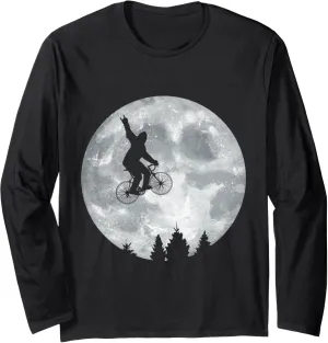 YETI Riding Moon Bike Halloween Lunar Cycling Bigfoot Long Sleeve T-Shirt
