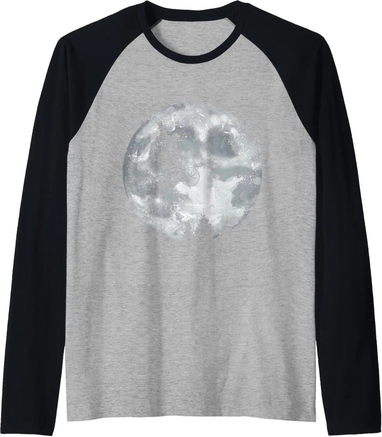 YETI Riding Moon Bike Halloween Lunar Cycling Bigfoot Raglan Baseball Tee