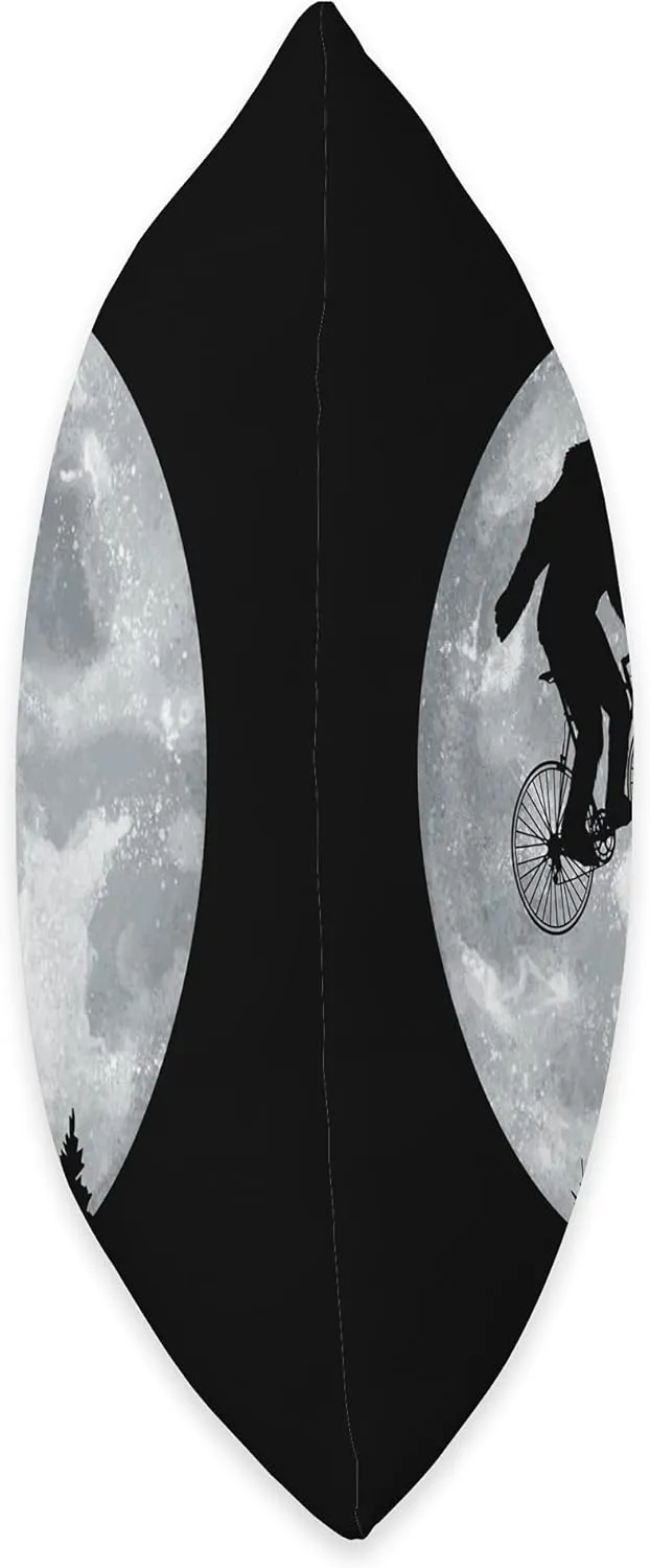 YETI Riding Moon Bike Halloween Lunar Cycling Bigfoot Throw Pillow