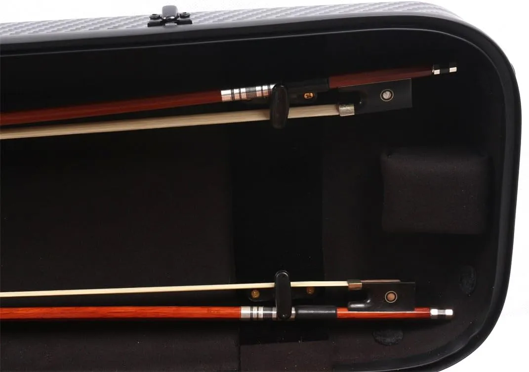 Yinfente Violin Case 4/4 Full Size Carbon Fiber Oblong 4/4 Violin Case with Music Sheet Bag Adjustable Backstrap Hygrometer Lightweight & Portable