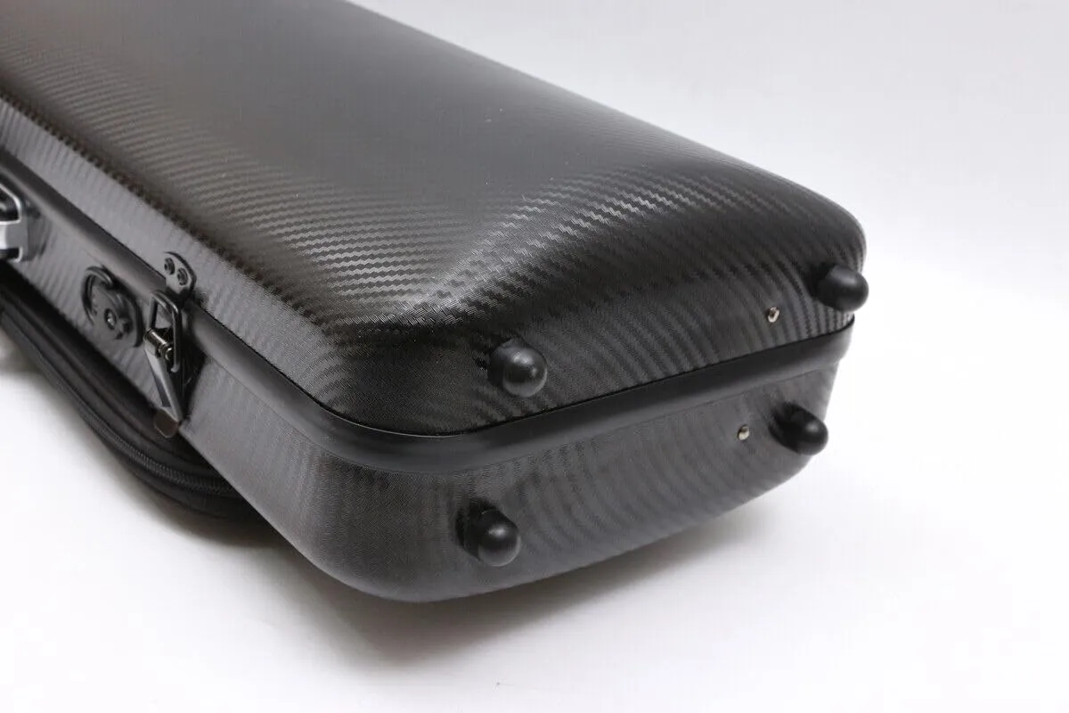 yinfente Violin Case 4/4 Full Size Carbon Fiber Oblong 4/4 Violin Case with Music Sheet Bag Adjustable Backstrap Hygrometer Lightweight & Portable