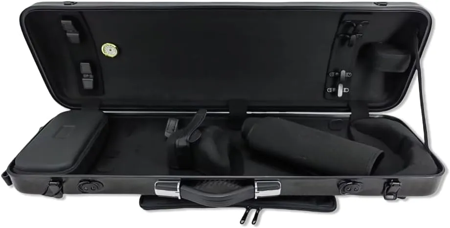yinfente Violin Case 4/4 Full Size Carbon Fiber Oblong 4/4 Violin Case with Music Sheet Bag Adjustable Backstrap Hygrometer Lightweight & Portable