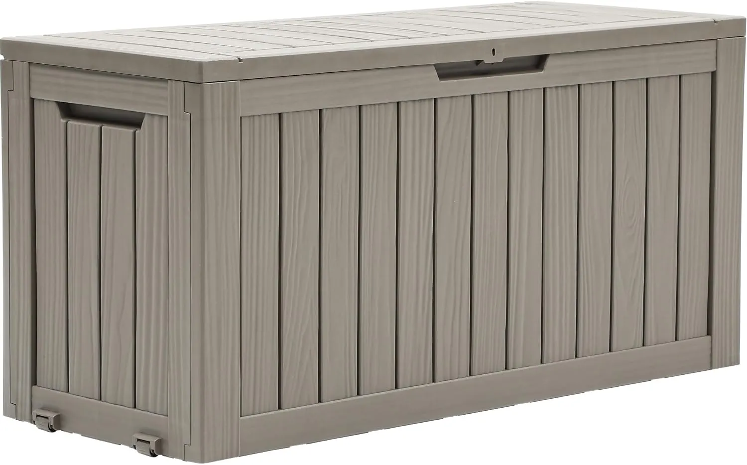YITAHOME 72 Gallon Outdoor Storage Box w/Wheels, Resin Deck Box Indoor & Outdoor Patio Storage Box for Throw Pillows, Athletic Gear, Yard Implements (Light Brown)