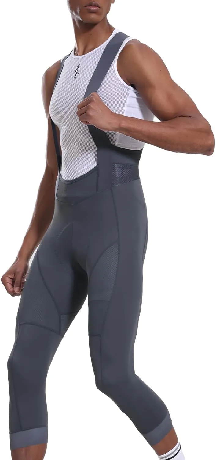 YKYWBIKE Cycling Bibs 3/4 Bike Bib Tights for Men - 4D Padded Bike Shorts, Breathable Mountain Biking Bicycle Pants