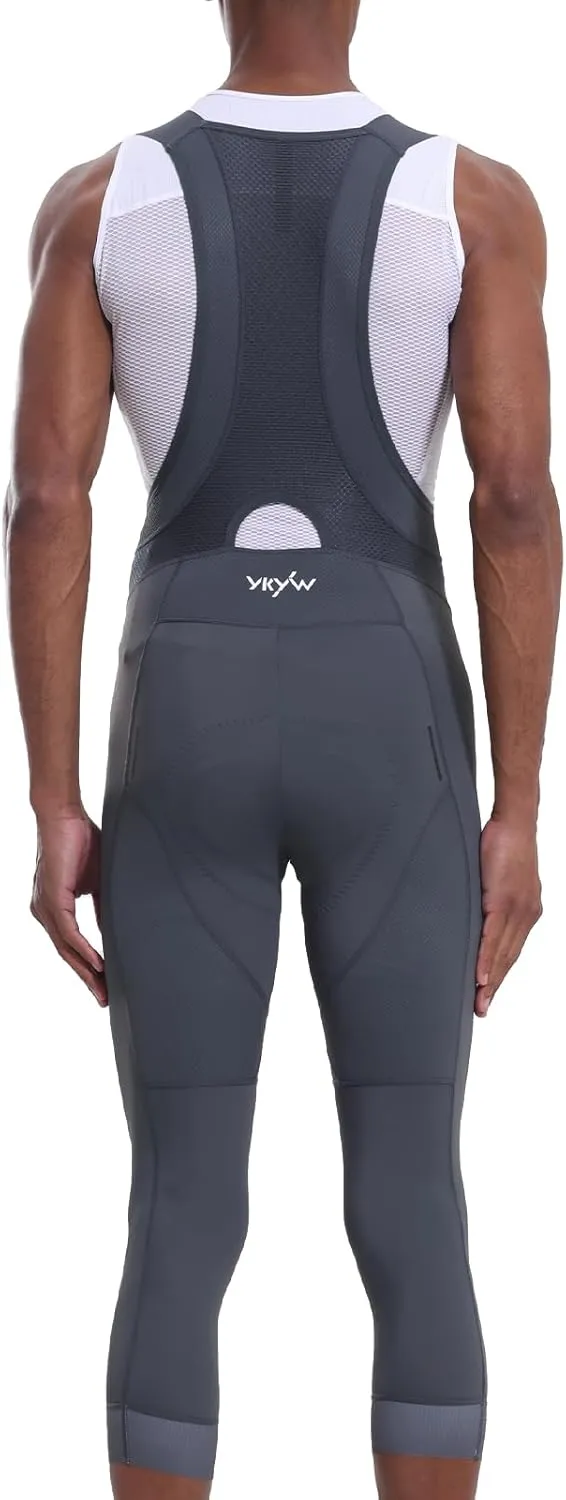 YKYWBIKE Cycling Bibs 3/4 Bike Bib Tights for Men - 4D Padded Bike Shorts, Breathable Mountain Biking Bicycle Pants