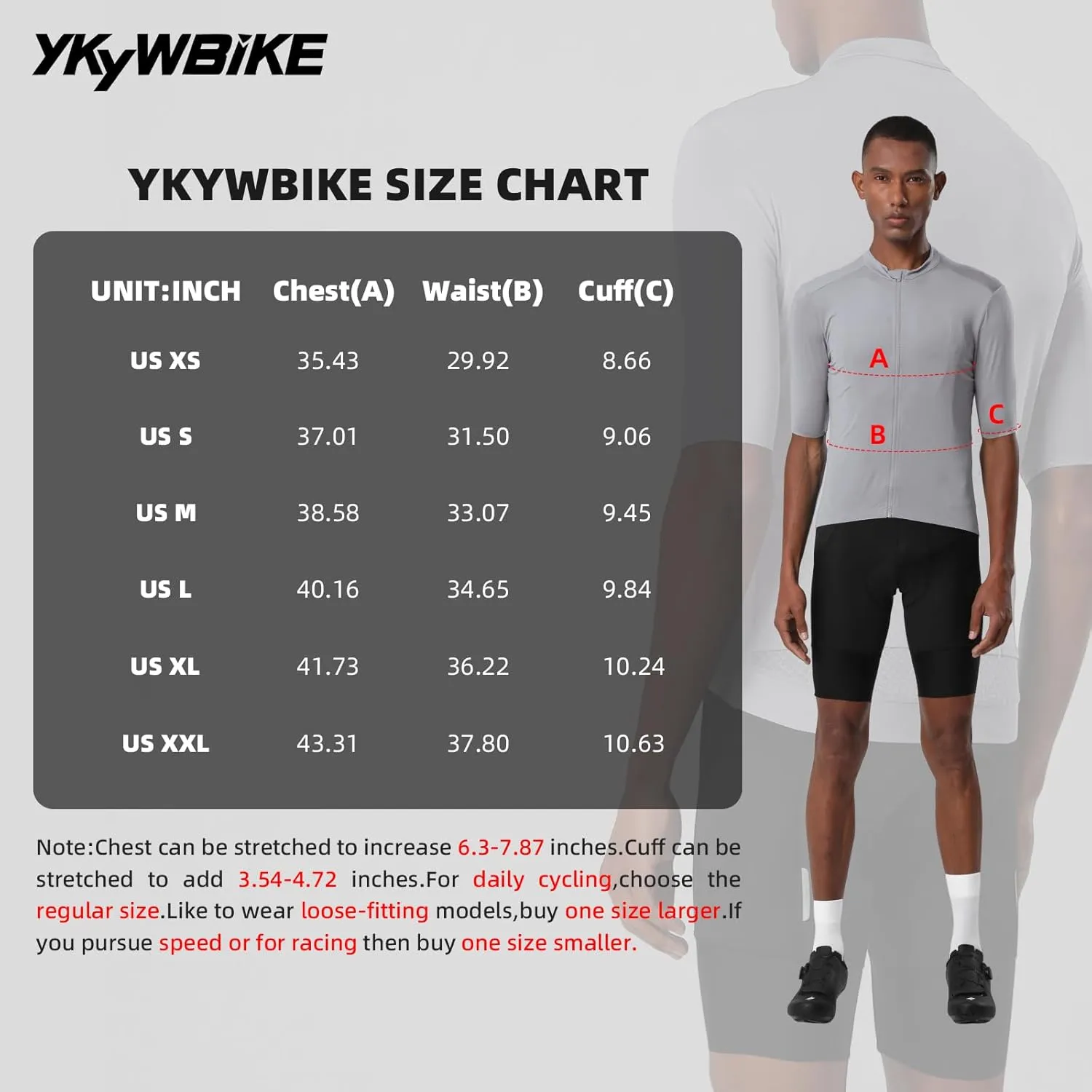 YKYWBIKE Cycling Jersey Men Aero Race Fit, Road Bike Jersey Short Sleeved,Moisture Wicking, Breathable,Zip Pocket,UPF50 