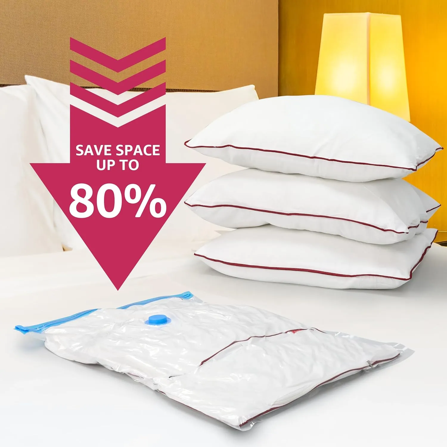 YSSOA 25 Pack Space Saver Bags (5 Jumbo/5 Large/5 Medium/5 Small/5 Roll M) 80% Space Saver Bags with Travelling Pump for Quilts and Blankets Storage