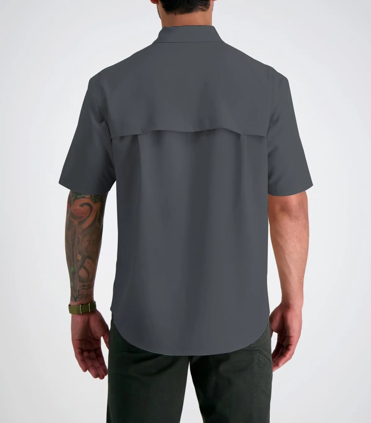 ZAFUL Men's Fishing Shirts Sun Protection Short Sleeve Travel Work Hiking Shirt Button Down Shirts with Zipper Pockets