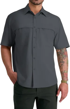 ZAFUL Men's Fishing Shirts Sun Protection Short Sleeve Travel Work Hiking Shirt Button Down Shirts with Zipper Pockets