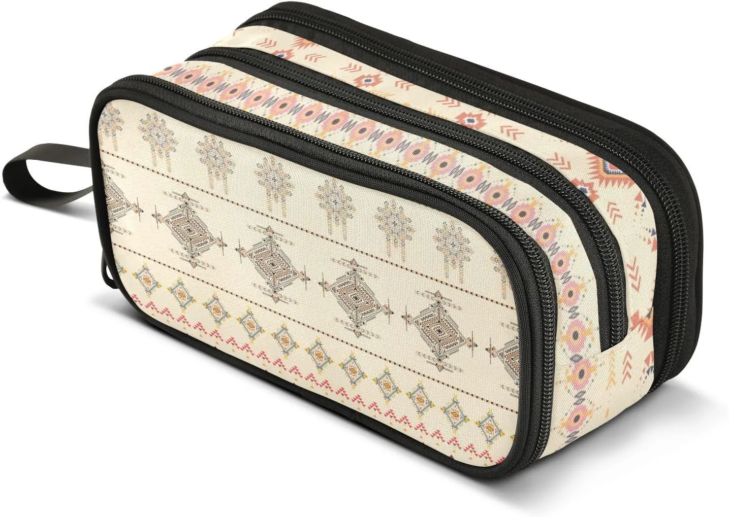 ZAZYXTJ Western Aztec Large Capacity Pencil Case 3 Compartment Pen Pouch Storage Canvas Makeup Bag for School Office Teen Girl Boy Men Women
