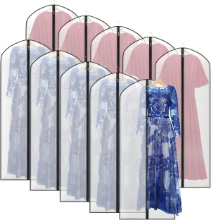 Zilink 60" Dress Bags for Storage Dust Proof Garment Bags for for Gowns Dress Cover for Closet Storage with Full Zipper for Coats Dresses Gowns, Set of 10