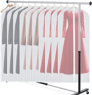 Zilink Garment Bag Dress Bags for Storage Set of 10 Long Dresses Suit Protector Cover 60-inch with Full-Length Zipper for Suit, Coat, Long Winter Coat, Long Dress Closet Storage