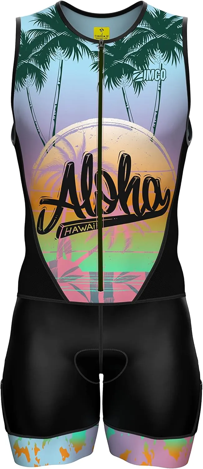 Zimco Elite Triathlon Suit Men Padded Triathlon Tri Suit Race Suit Swim Bike Run